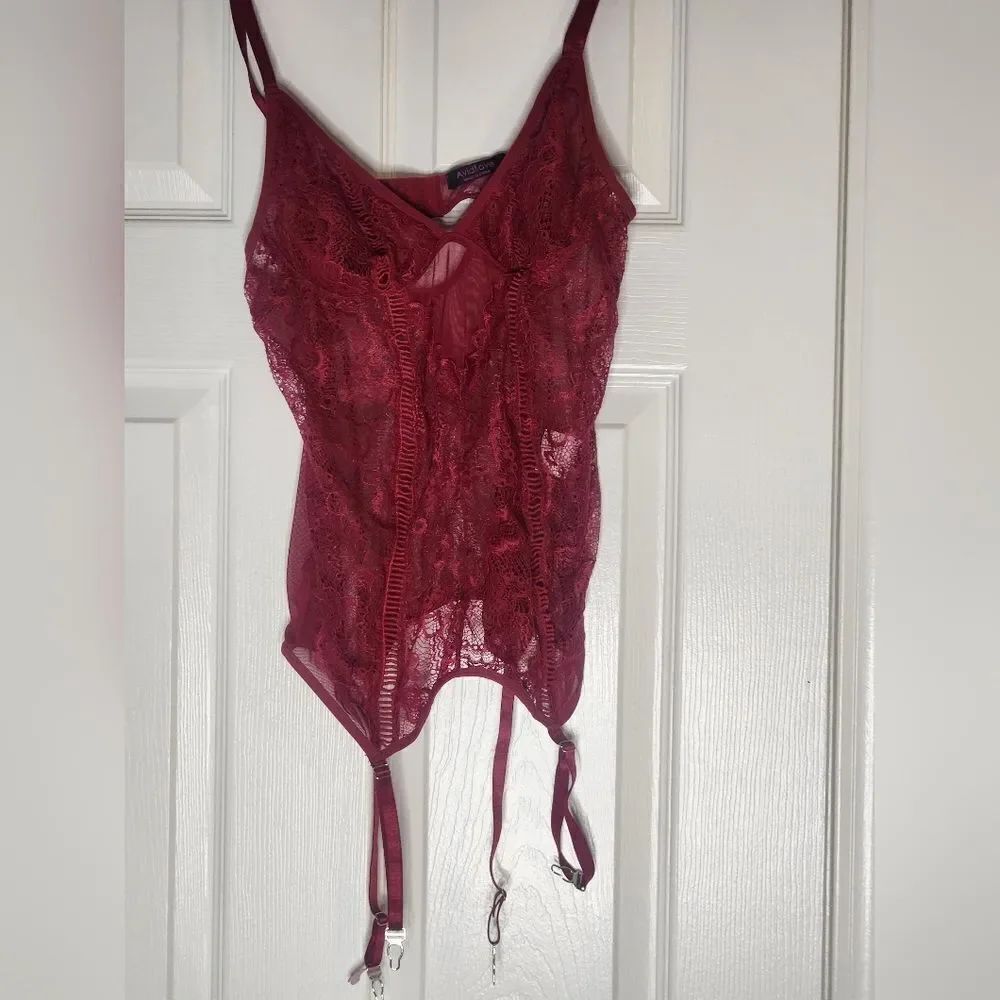 Avidlove L Elegant Lace Burgundy Women's Lingerie 1 Piece